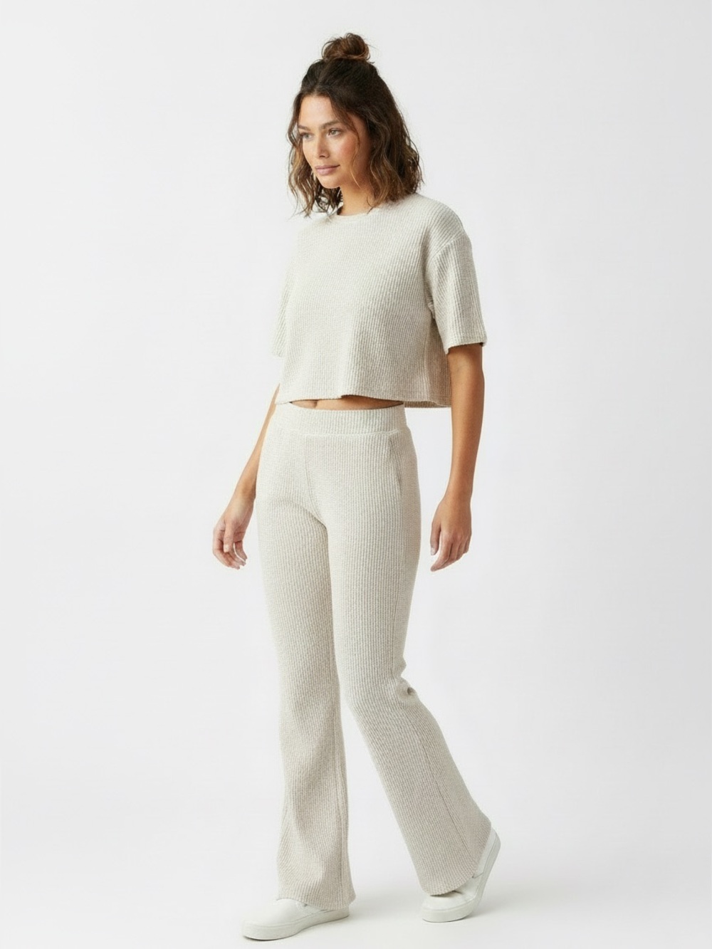 Aerie Waffle Flare Pant – Beige – XS